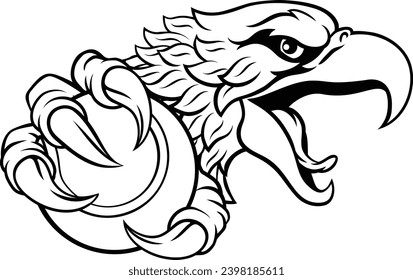 An eagle or hawk tennis ball cartoon sports team mascot