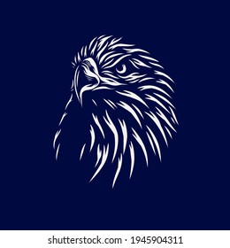 Adler Falken Vektorsilhouette Linie Potrait Logo farbenfroh Design mit dunklem Hintergrund. Abstrakte Vektorgrafik. Einziger schwarzer Hintergrund für T-Shirt, Poster, Kleidung.