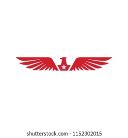 Eagle Hawk wings with star in chest.America logo icon vector