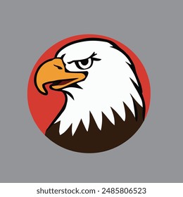 Eagle head above round circle on black background  illustration Graphics Design vector Files