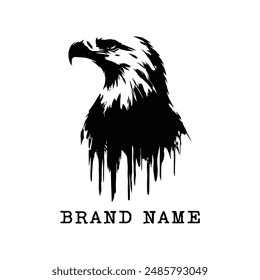 Eagle head abstract splatter ink logo illustration