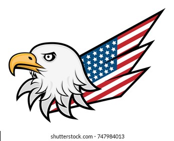 Eagle Head and America Flag Wings logo vector