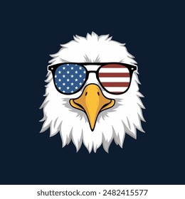 Eagle Head with American Flag Glasses