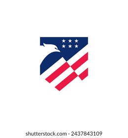 Eagle Head american flag logo design