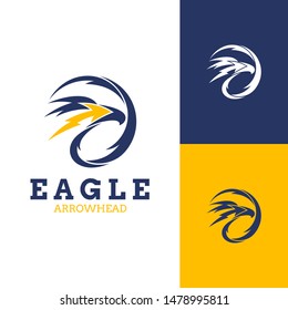 eagle head arrow logo.circle emblem style.flat falcon icon.vector illustration.modern logo design