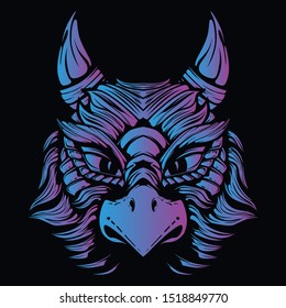 eagle  head artwork glow in the dark