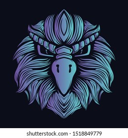 eagle  head artwork glow in the dark
