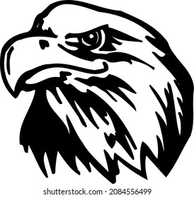 Eagle Head Bird of Prey Simple Animal Vector Black and White Isolated