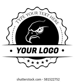 Eagle head in a black circle with a bar for your logo.