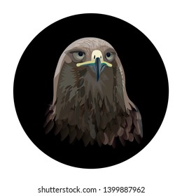 Eagle head in a black circle. Vector illustration isolated on white background