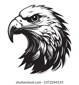 Eagle head black and white logo isolated on white background