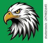 eagle head black and white vector illustration