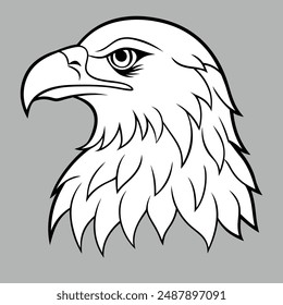 Eagle Head Black and White Vector Art