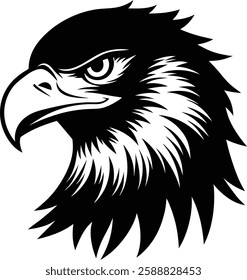 Eagle head black and white vector illustrartion