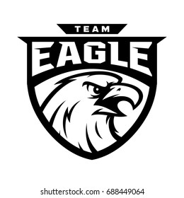 eagle head - black and white vector logo / mascot