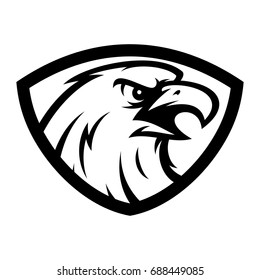 eagle head - black and white vector logo / mascot