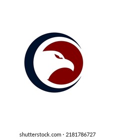 eagle head - blue and red vector logo, mascot