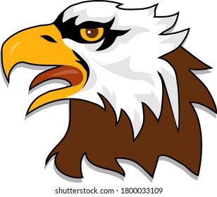 Adler Kopf. Brauner Adler, einzeln auf weißem Hintergrund. Vektorgrafik. Vektorgrafik.