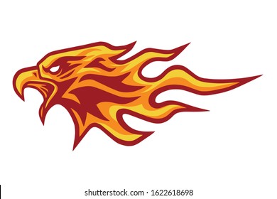 Eagle Head Burning Fire Flame Logo Vector Mascot Design