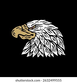 Eagle head by side vintage illustration