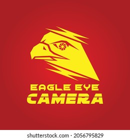 eagle head camera eye logo. Inspirational illustration of the combination of the sharpness of the eagle's eye and the camera in recording events. vector 