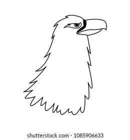 Eagle head cartoon on black and white colors