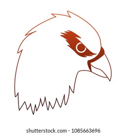 Eagle head cartoon on red and orange lines