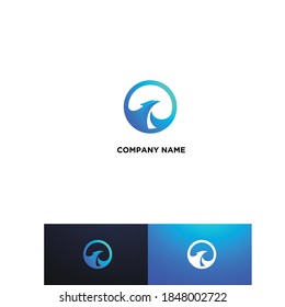 Eagle head in circle blue logo