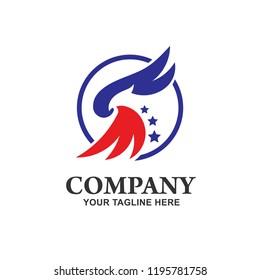 Eagle head with circle logo Template, Hawk mascot graphic logo vector