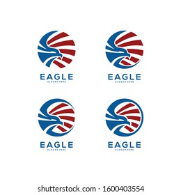 Eagle Head circle logo vector abstract set