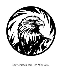 Eagle Head in Circle Mascot silhouette