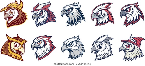 Eagle Head, Collection of eagle head mascot logo style vector art illustration