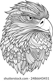 eagle head coloring page	, illustration , easy vector , coloring book , sketch