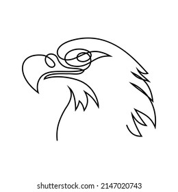 Eagle head in continuous line art drawing style. Black linear design isolated on white background. Vector illustration