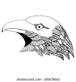Eagle head doodle illustration
