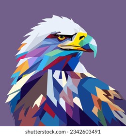 eagle head drawn using WPAP art style, pop art.