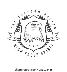 Eagle head emblem. Vector illustration isolated on white background. 