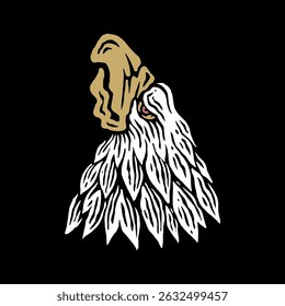 eagle head facing up vintage illustration	

