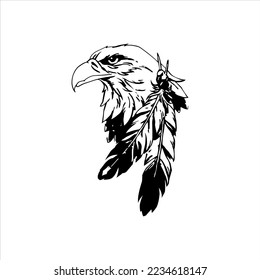 eagle head with feathers, vector illustration