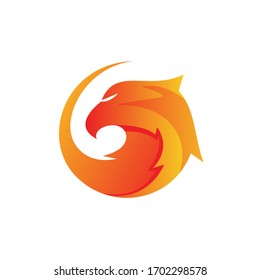 Eagle head fire logo design vector