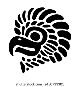 Eagle head, flat clay stamp motif of ancient Mexico. The head of the golden eagle Cuauhtli, fifteenth day sign of the Aztec calendar, as it was found in Tenochtitlan, historic center of Mexico City.