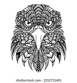 Eagle head front mandala zentangle coloring page illustration for your company or brand