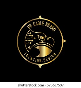 Eagle head golden vector logo design template