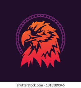 eagle head gradation mascot logo design