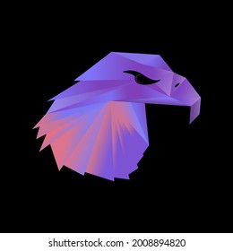 Eagle head gradient artwork. Hawk, falcon, kite face sign. Mesh color vector illustration.