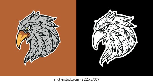 Eagle Head Hand Draw Style Illustration