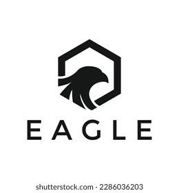 eagle head with hexagon concept logo design