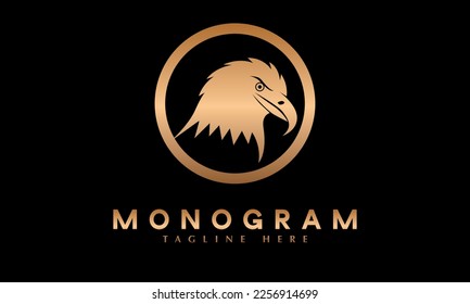 Icono de cabeza de águila plantilla de logotipo abstracto de vector de monograma