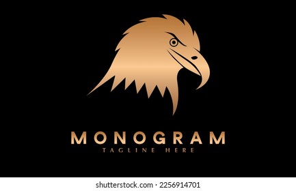 Icono de cabeza de águila plantilla de logotipo abstracto de vector de monograma