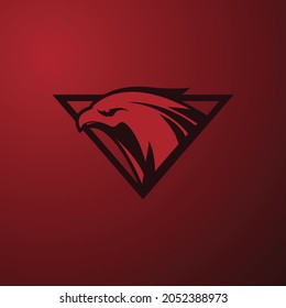 eagle head icon is red and black. can be used as a logo.